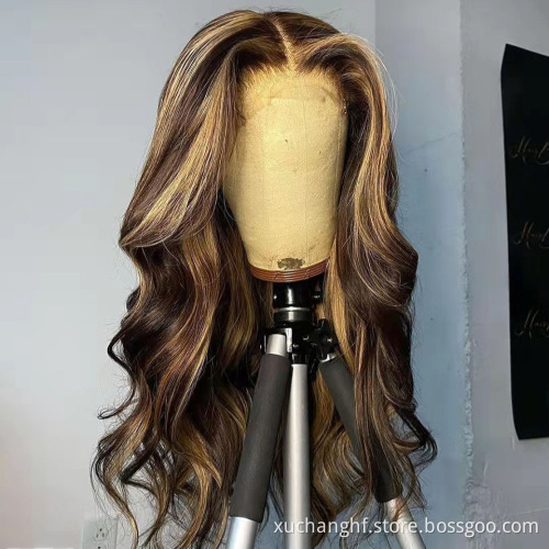 100% Virgin Brazilian Human Hair Frontal Wig 10A Grade Highlight Wigs Ombre Piano Color Human Hair Hd Lace Front Wigs